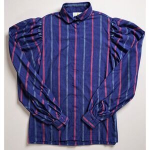 Vintage Liz Claiborne L/S Purple Stripe Blouse Top Womens Sz 6
